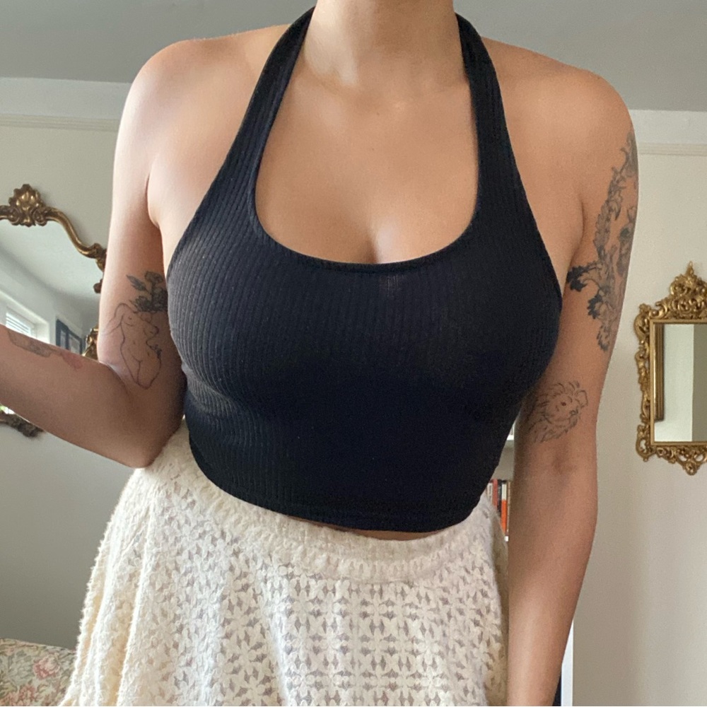 H&M Black Ribbed Halter Top